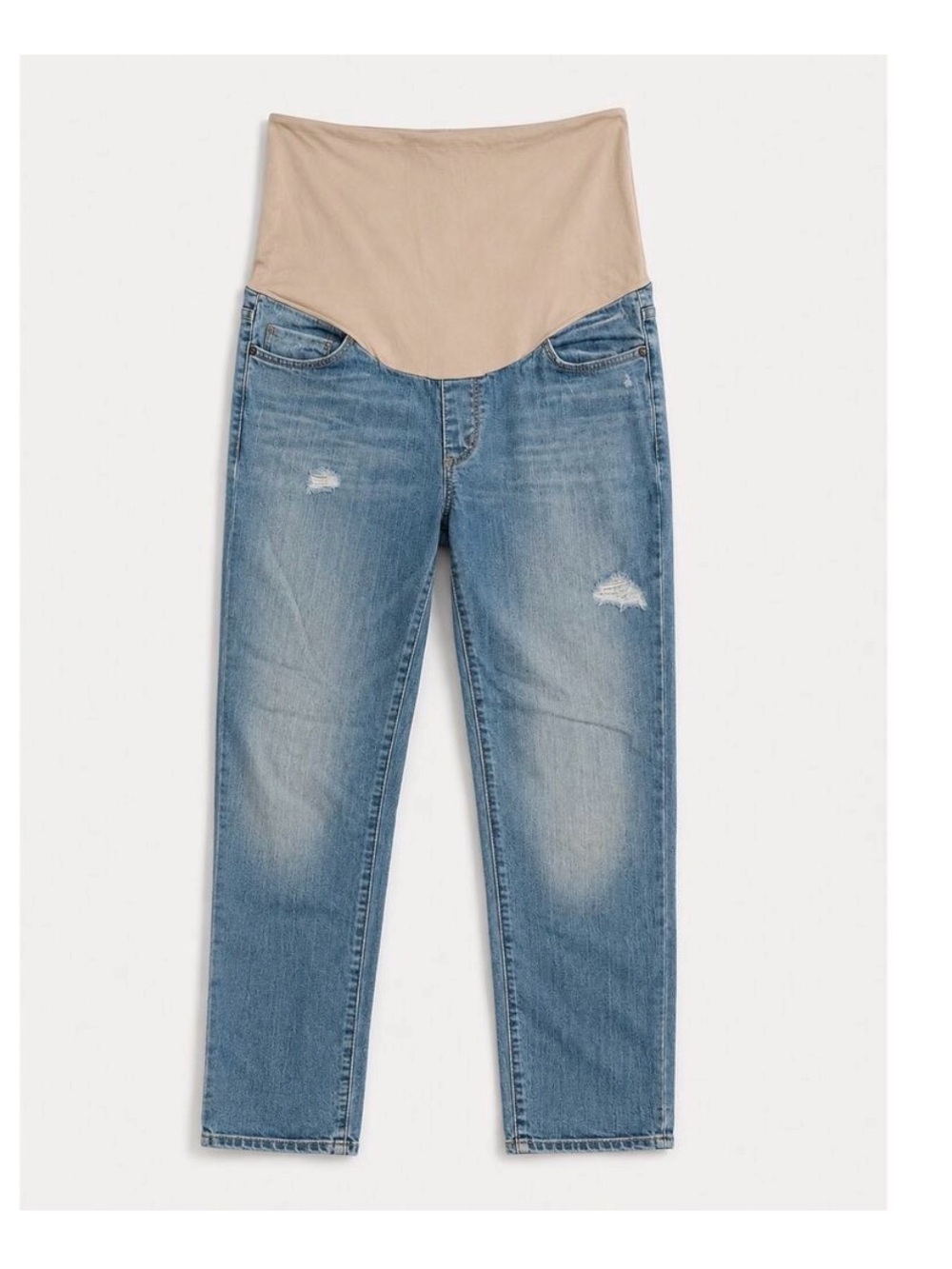 Ann Taylor LOFT Jeans Light Wash Distressed Over Belly Denim Pants Size 8